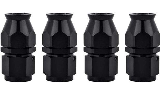 OctoMotive -10AN PTFE Hose End Fittings Straight Black for PTFE Hose Only (4)