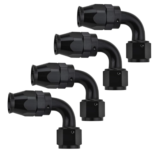 OctoMotive -6AN PTFE Hose End Fitting 90 DEGREE Black for PTFE Hose Only (4)