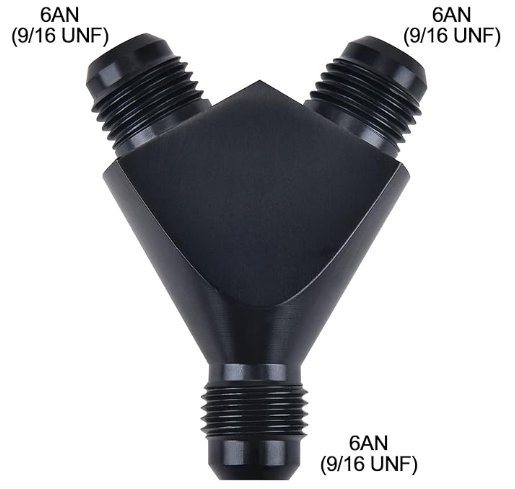 OctoMotive -6AN Y Block Flare Fitting Adapter Union Splitter Black