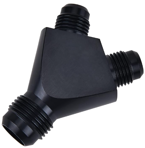 OctoMotive -8AN To Dual -6AN Y Block Flare Fitting Adapter Union Splitter Black