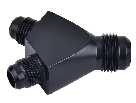 OctoMotive -8AN To Dual -6AN Y Block Flare Fitting Adapter Union Splitter Black