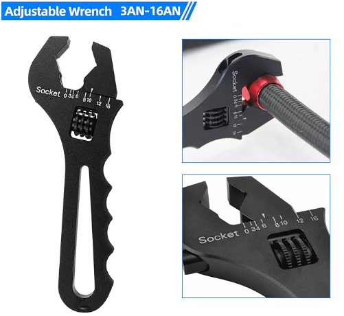 OctoMotive An Fitting Wrench 3AN-16AN Adjustable Wrench Aluminum Lightweight Spanner Tools for -AN Hose Fitting End