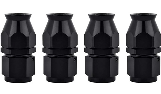 OctoMotive -10AN PTFE Hose End Fittings Straight Black for PTFE Hose Only (4)