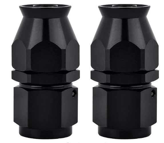 OctoMotive -10AN PTFE Hose End Fittings Straight Black for PTFE Hose Only (2)
