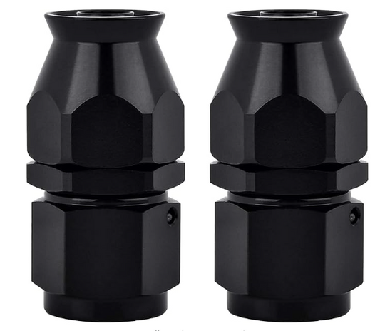 OctoMotive -10AN PTFE Hose End Fittings Straight Black for PTFE Hose Only (2)