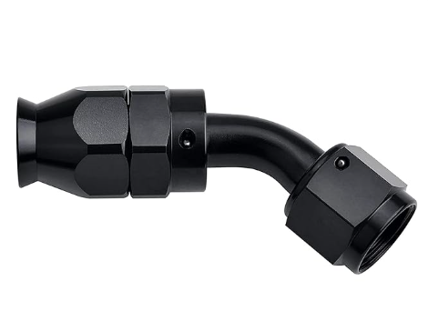 OctoMotive -8AN PTFE Hose End Fitting 45 DEGREE Black for PTFE Hose Only (1)