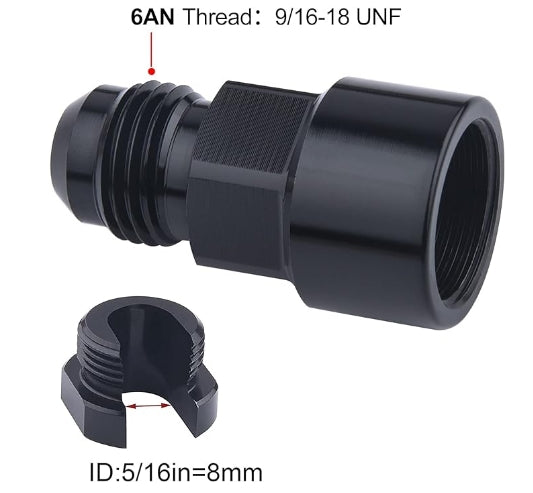 OctoMotive -6AN Male to 5/16" Quick-Disconnect Female Fitting Aluminum